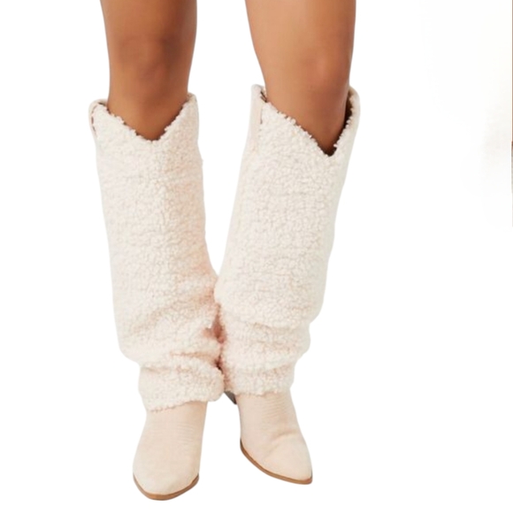Shoes - Cowgirl Slouchy Sherpa Knee High Block Heel Boots - NWOB